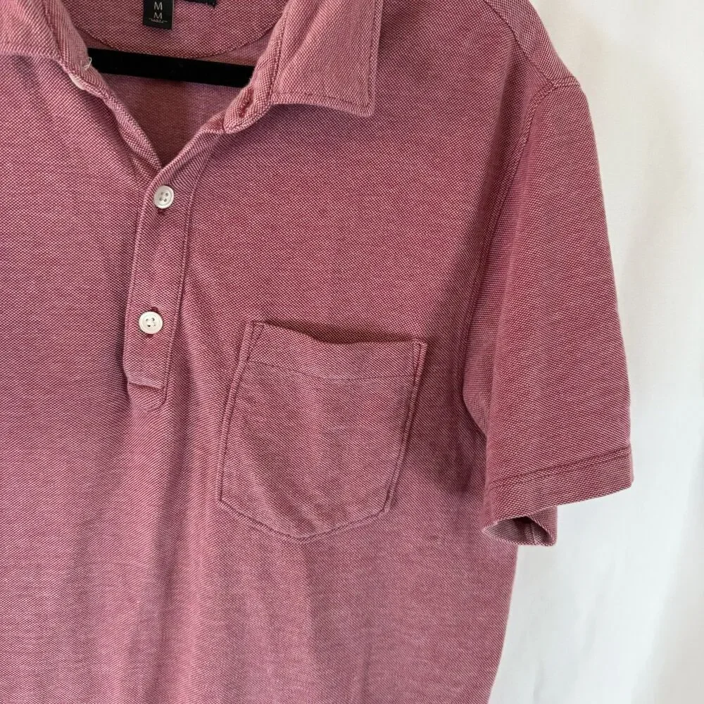 Banana Republic Wicking Pique Polo Men's Medium Red Short Sleeve 100% Cotton